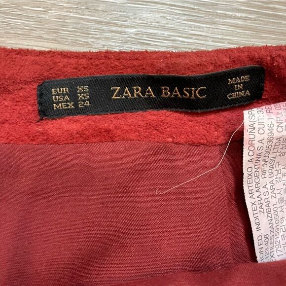 Zara Leather suede A-line miniskirt Front Pockets - Picture 9 of 11